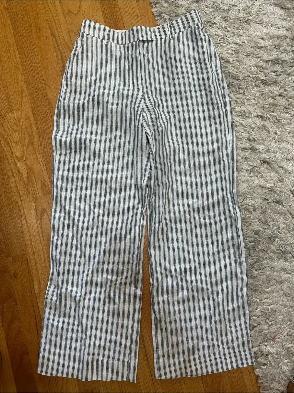 Reformation blue/ white stripe linen wide leg pants size 6